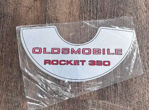 Oldsmobile Rocket 350 Decal Air Cleaner 1969-1972 Cutlass 442 Auto N.O.S. Officially Licensed This relic has been stored for decades and measures 2.5 in x 8.25 in