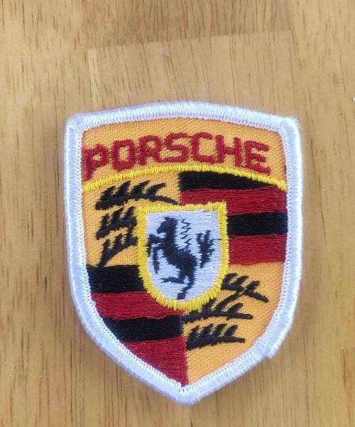 Porsche Small White Shield Vintage Auto Patch N.O.S.