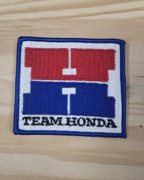 Team Honda H Patch Racing Motorcycle Auto ATV Vintage New Old Stock relic has been stored for decades and the oval measure 3 inches wide and the length is 3.25 in