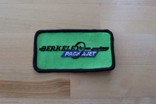 BERKELEY PACKAJET patch measures 3.75 x 2 in.  Web stitching and a rare find. BERKELEY PACKAJET SoCal Jet Boats collectible. Great marine item for the Jet Boat lover