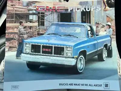 1985 GMC PICKUP BROCHURE MINT NOS GM COLLECTIBLE, large colorful pages with specs listed throughout.  12 pages! Stored away with care for many years. 1985 GMC PICKUP