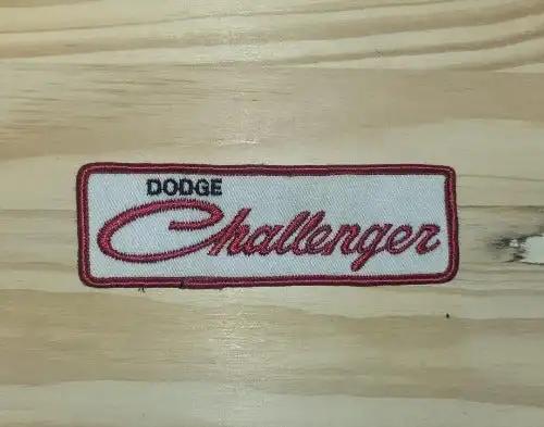 Dodge Challenger Patch Vintage Script Rectangle Auto MOPAR N.O.S. Item. This relic has been stored for decades and measures 1.5 in wide and the length is 4.5 in