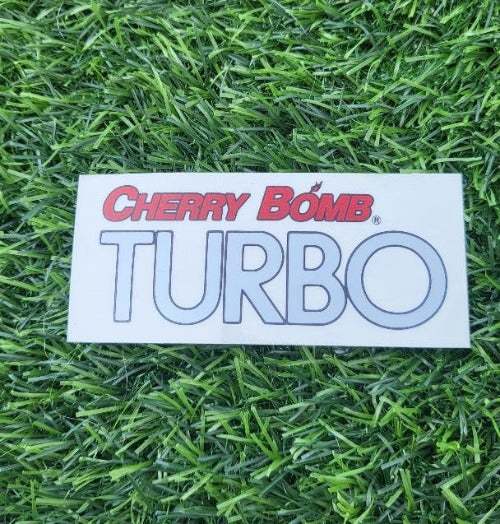 CHERRY BOMB TURBO MUFFLER DECAL MINT NOS CHERRY BOMB TURBO parts decal measuring approximately 1.5 x 4 inches, Mint condition, adhesive backing, peel and apply decal