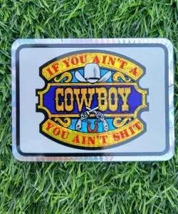 If You AinT A Cowboy You AinT Shit Decal Unique Suggestive Proud Times MINT Measures 3 x 4 inch iridescent design great artwork and suggestive message of yesteryear