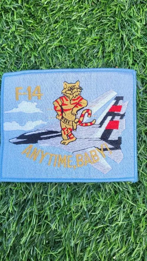 GRUMMAN F14 Patch ANYTIME BABY Tiger Jet UNIQUE Vintage Detailed NOS The Grumman F14 Tomcat is an American carrier capable supersonic twin engine two seat twin tailTiger Jet UNIQUE Vintage Detailed High Quality MINT GRUMMAN