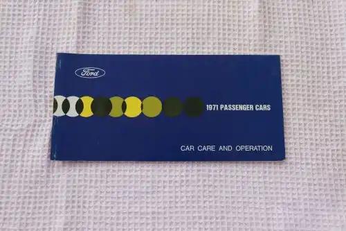 FORD 1971 PASSENGER CARS Manual Operation Owners Brochure Mint NOS