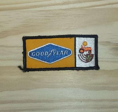 GOODYEAR Tire PATCH Vintage NOS Item Tires Parts Farm Tractor Equipmen A great vintage farm part collectible here, GOODYEAR PATCH.  NOS, never sewn or displayed.  Item measures approximately 1.75 in width by 3.75 inches in length. Great patch PG Relics