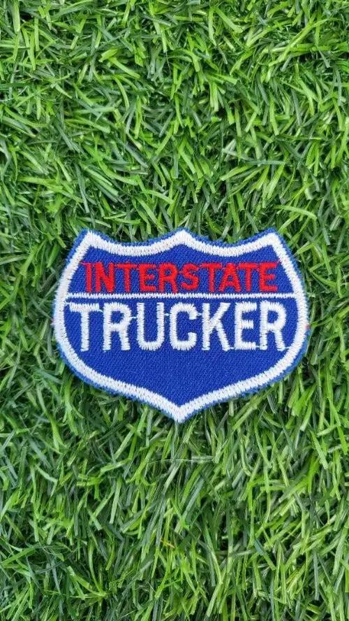 INTERSTATE TRUCKER ROAD SIGN Patch LOGO MINT NOS WEB STITCHED ITEM SEMI TRACTOR