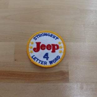 JEEP Patch Strongest 4 Letter WORD Stars Auto MINT Vintage NOS. Excellent new old stock condition, never been used or displayed. Make your own garment or displayed