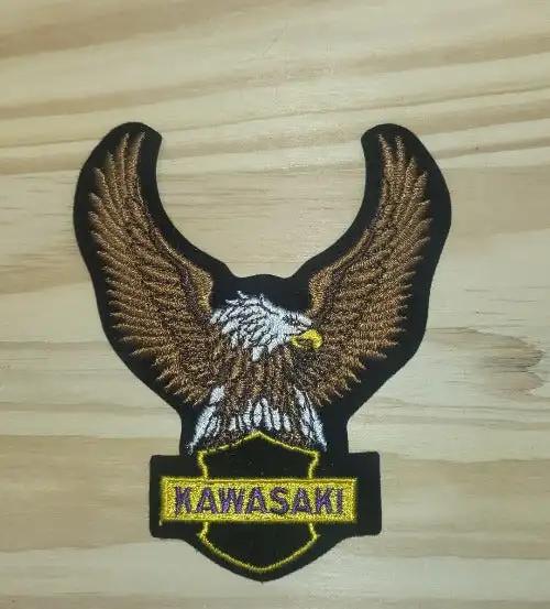 Kawasaki Eagle Motorcycle Patch for Jacket, Hat or Shirt NOS. This relic has been stored for decades and the wings measure 4 inches wide and the height is 5 inches.