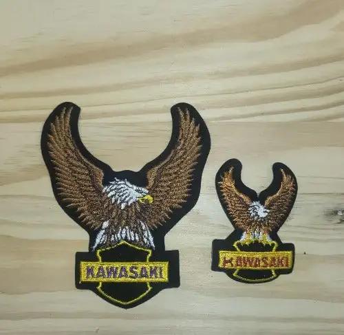 Kawasaki Eagle Motorcycle Patches Vintage Combo Pack Savings for Jacket or cap. This relic has been stored for decades and the wings measure 2 in x 3 in,  4 in x 5in