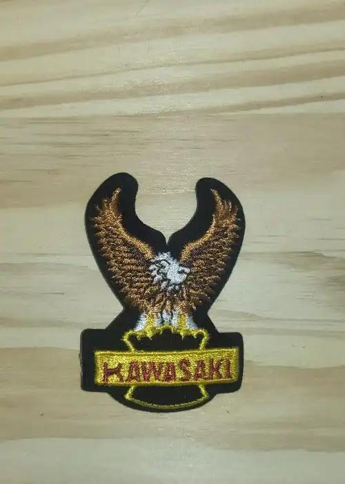 Kawasaki Eagle Motorcycle Patch Small Vintage for Jacket, Hat or shirt This relic has been stored for decades and the wings measure 2 in wide and the height is 3 in.