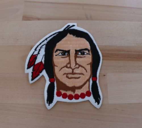 NATIVE AMERICAN HEAD SHOT HEAD FEATHERS PATCH Vintage Retro Web Stitched MINT GORGEOUS