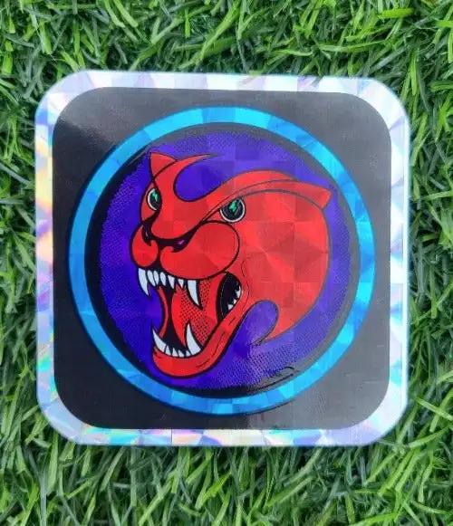 BLACK PANTHER DECAL Iridescent ANIMALS BIG CATS FANGS DESIGN Vintage Measuring 2.5 in square iridescent design, really shines, big cat fangs and Panther/Cougar head.