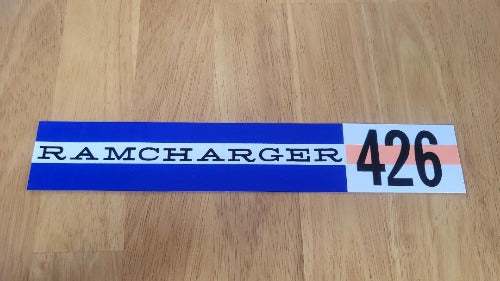 Ramcharger 426 Decal Dodge Valve Cover 1963-1964 Mopar Auto NOS Item. This relic has been stored for decades and measures 1.75 inches in width by 9.75 in length. 