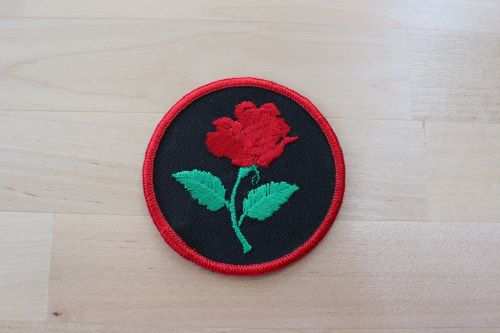 Red Rose vintage patch is the same one seen worn on Elton John's jean jacket.  The Red Rose vintage patch measures 3 x 3 inches and is in excellent condition.