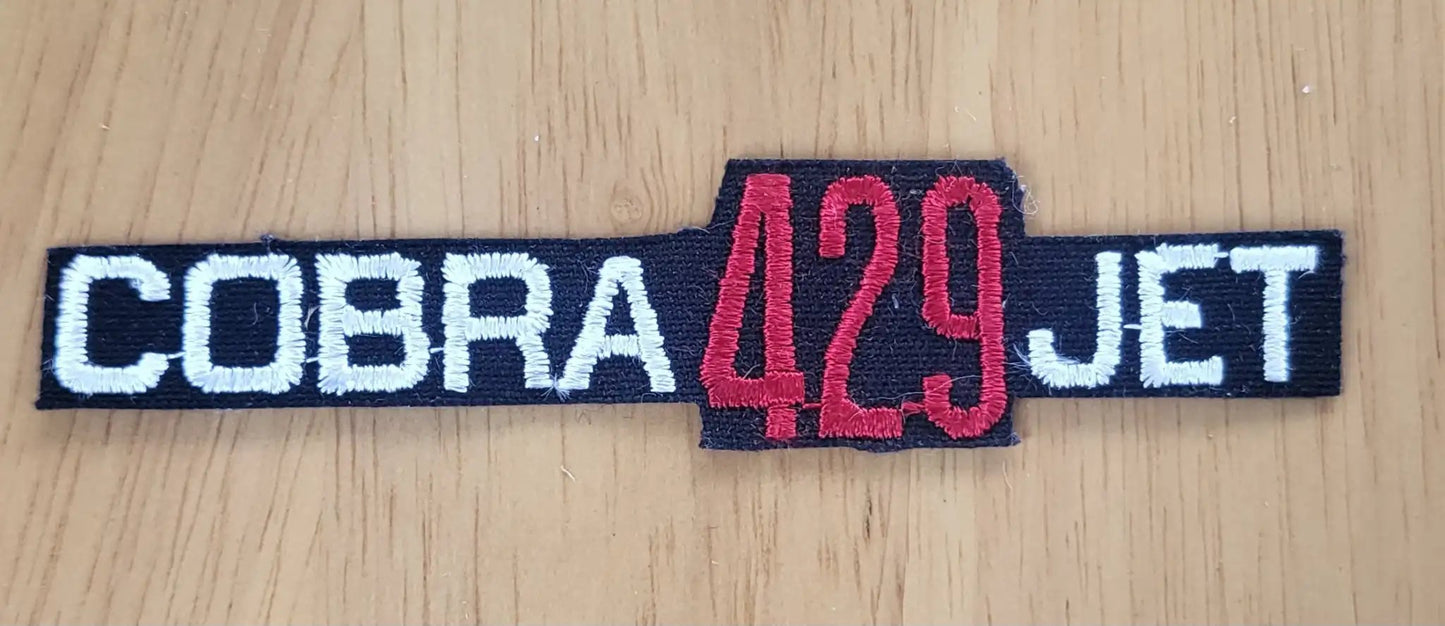 Ford COBRA 429 JET Patch BLOCK Logo Iron on Embroidered Auto NOS Mint This relic has been stored away from when it was made in different process approx 20+ year ago