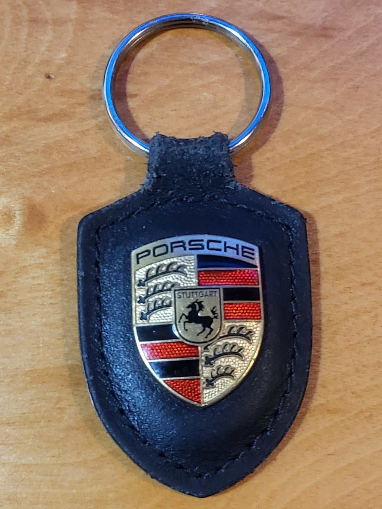 Porsche Stuttgart Badge Old Leather Fob Keychain Accessories Classic Relic has been safely stored away for decades and now it is time for someone else to enjoy As is