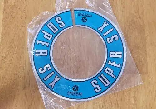 Chrysler Super Six Decal Dodge Plymouth Circle Air Cleaner N.O.S. Mopar 1977-1980 relic has been stored for decades and measures 7 inch circle You will be very happy